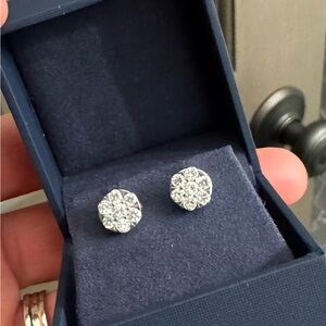 Elegant Silver Diamond Stud Earrings